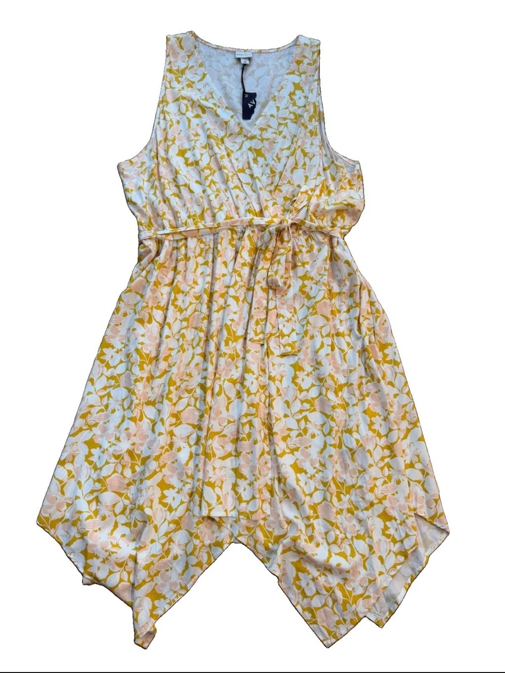 🆕 Ava & Viv NWT sleeveless floral ladies wrap dress size 4X tie waist V-Neck